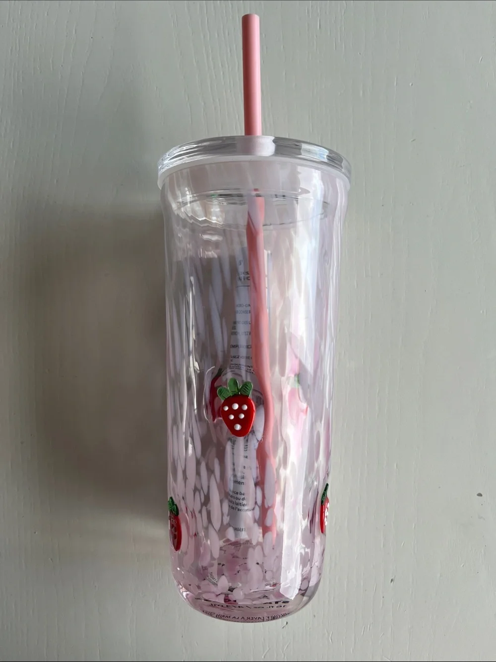 NWT 🍓Starbucks Strawberry Cold Cup Tumbler with Straw 16oz